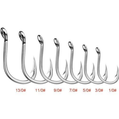 10pcs(1/0# 3/0# 5/0#) - 5pc(7/0# 9/0# 11/0# 13/0#) Stainless Steel Saltwater Jig Fishing Hook Jigging Hook Pesca Anzol Fishhook