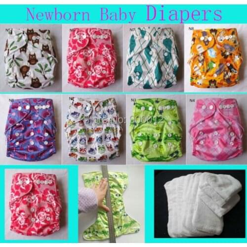 50 Set Newborn POCKET CLOTH DIAPERS For Baby Girls BOY Infant WITH INSERTS Babies Fabric Nappies Free Shipping