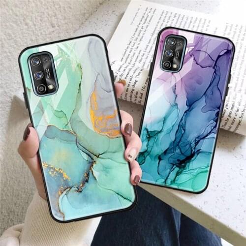 Marble Case For OPPO A93 A94 A73 A72 A53 A54 Case Tempered Glass Case For Realme 8 Pro V13 C21 C11 C20 Coques Watercolor Fundas