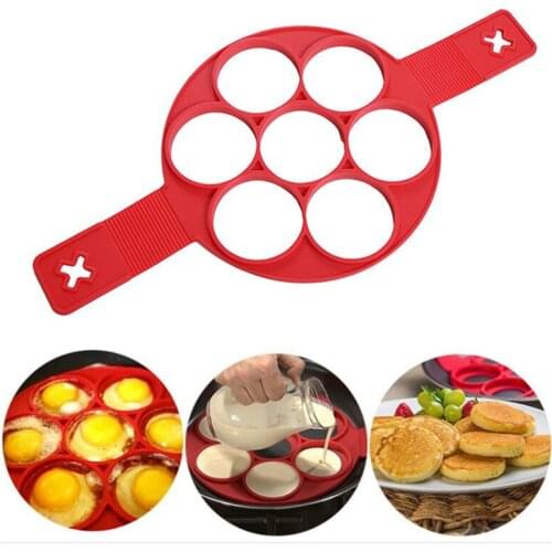 Food Grade Slicone Egg Holder Creative Breakfast 7 Holes Egg Cooker Multifunctional Pancake Rice Ball Cooking Tools Egg Gadgets