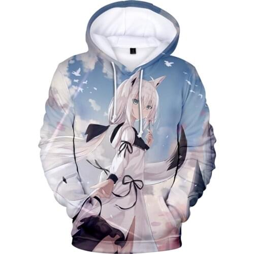 HOLOLIVE Shirakami Fubuki 3D Fashion Fall Winer Suit Hoodies Sportswear Hooded Youthful Vitality Kawaii Women/Men The hooded