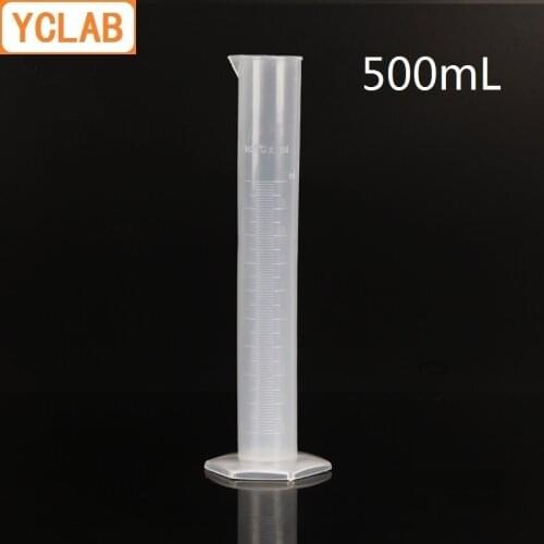 HUAOU 500mL Measuring Cylinder PP Plastic with Hexagonal Base Spout Graduation Polypropylene Laboratory Chemistry Equipment