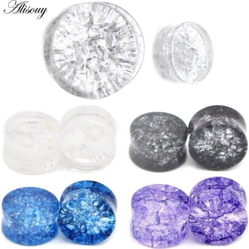 Alisouy Hot 2pcs Glass Ear Plugs and Tunnel Jewelry Gauges Double Flare Ear Saddle Plugs Expanders Piercing Sexy Body Jewelry