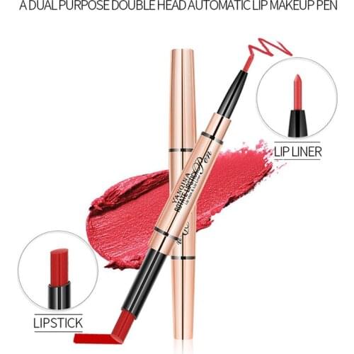 2 In 1 Matte Lipstick Lip Liner Lipliner Makeup Waterproof Lipstick Pen Long Lasting Lip Pencil Lips Cosmetic