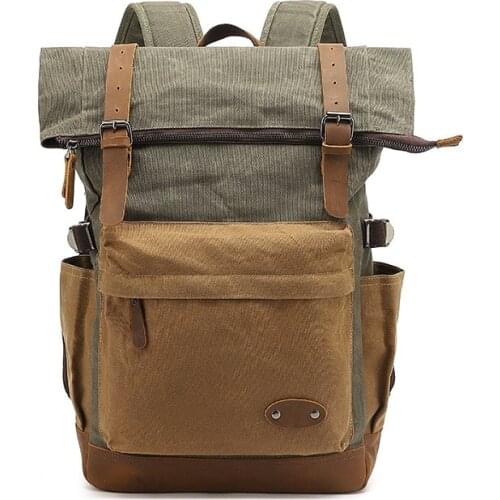 Fashion Canvas Backpack Men Laptop Bag Retro Patchwork Outdoor Waterproof Travel Daypacks Hasp Zipper School Bags For Teenagers