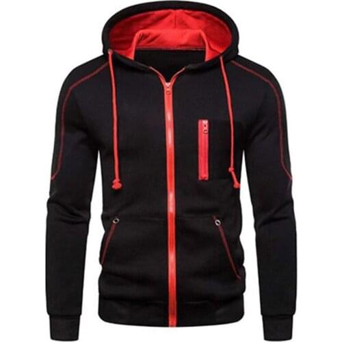 Men Zipper Sweatshirts Hoodies Spring Autumn Fleece Slim Solid Color Male Clothing 2021 New Casual Fashion Oversized Tops