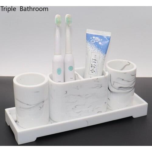 Marble Stripe Four Piece Set Resin Household Toothpaste Toothbrush Holder Couples Tooth Mug Gargle Cup Bathroom Toiletry Set
