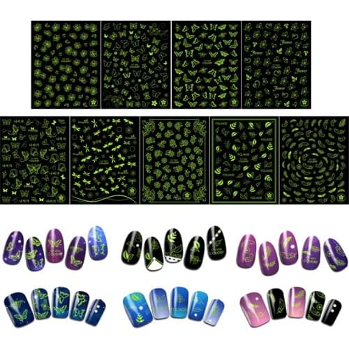 1pcs Halloween Nail Sticker High Quality Professional Waterproof DIY Design 3D Leaf Flower Butterfly Feather Nail Sticker