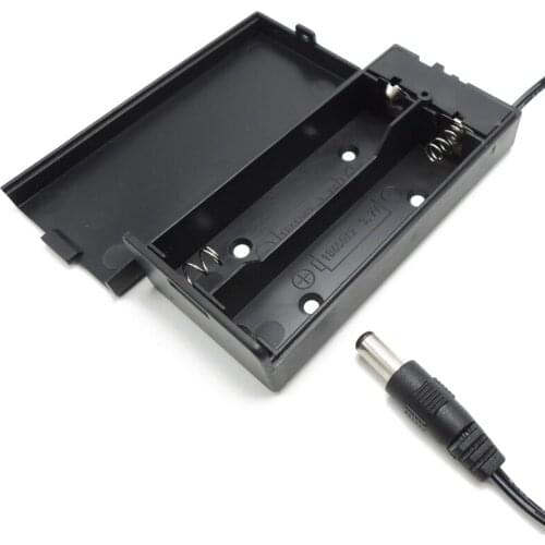 2 x 18650 Batteries Plastic Case 2 Slots 7.4V 18650 Batteries Holder Storage Box With 5.5x2.1mm DC Plug ON/OFF Switch Wire Leads