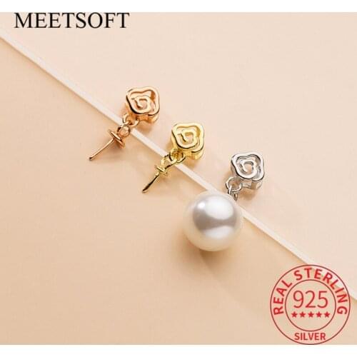 MEETSOFT 925 Sterling Silver Semi finished Cloud Clip pendant head buckle Charms of DIY Handmade Jewelry drop shipping Accessory