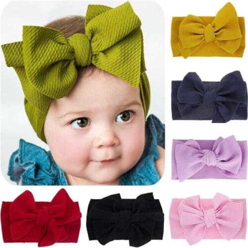 Popular childrens elastic headband Newborn solid color bow head rope