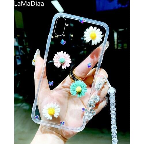 Luxury Bling Glitter Phone Case For Samsung A3 A5 A7 2017 A9 A8 A6 PLUS 2018 A50 A70 A80 A51 A71 Cute Flower Transparent Cover