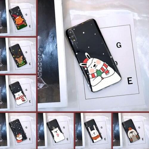 Christmas Cat Cute Dog Fox Rabbit Bear Phone Case For Huawei Y5 Y6 Y7 2019 Back Cover For Huawei Y6 Y7 Y9 Prime Pro 2019 Case