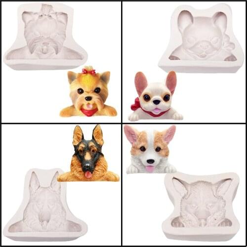 Meibum Schnauzer Corgi Silicone Fondant Cake Decorating Mold Animal Shape Dessert Pastry Dog Polymer Clay Mould Baking Tools
