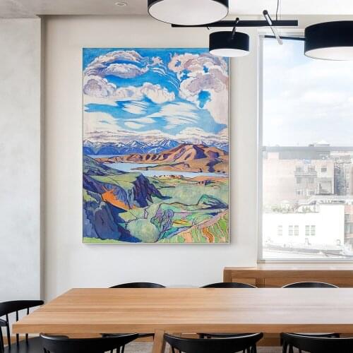 Modern Abstract Landscape Canvas Painting Blue Sky And White Clouds Nordic Poster For Wall Art Decorative Pictures Home Decor