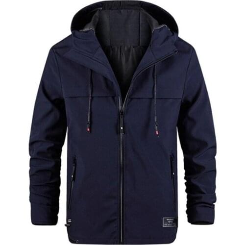 Outdoor Men Hiking jacket Autumn Winter windproof hooded Windbreaker camping climbing hunting Solid color sports coat outerwear