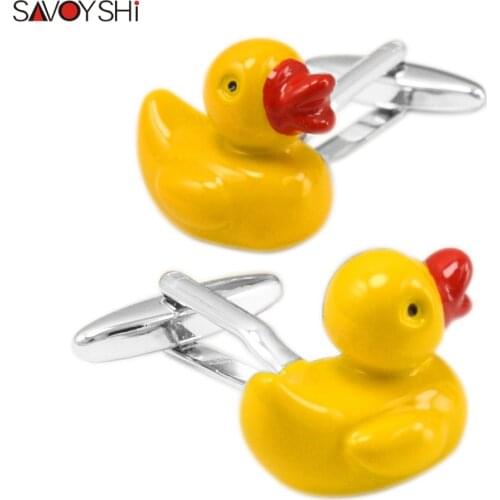 SAVOYSHI Shirt Cufflinks for Mens Fine Gift Cuff buttons High quality Yellow Duck Model Cuff Links Brand Male Accessories