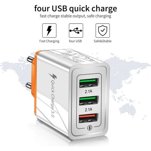 EU/US plug USB charger 3.0 is suitable for Huawei Mate 30 tablet portable 3 port mobile phone charger mobile phone adapter