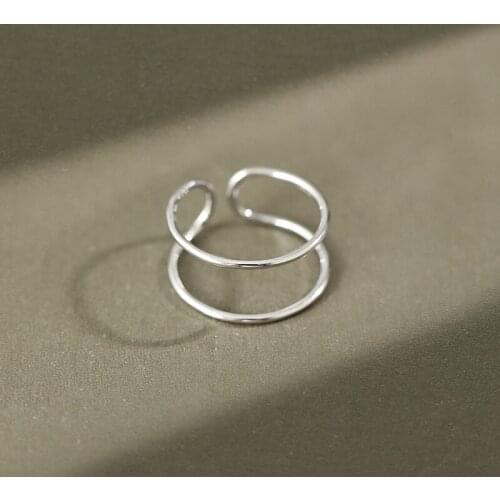 Genuine 100% 925 Sterling Silver Open Ring New Line Rings for Women Lady Punk Vintage Open Antique Rings Statement Jewelry Anill