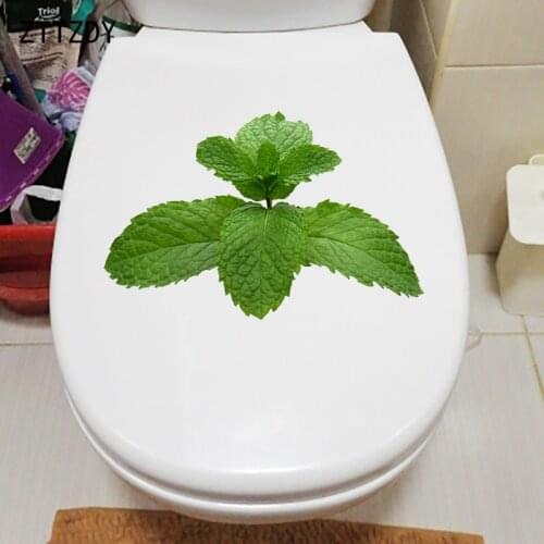 ZTTZDY 23×15.1CM Fresh Mint Leaves Bathroom Wall Toilet Stickers Fashion Home Room Decoration T6-0124