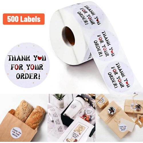 1.5 Inch THANK YOU FOR YOUR ORDER Sticker Labels for Sealing Decoration Gift Wrapped Sticker(1 Roll / 500 Stickers) 40P