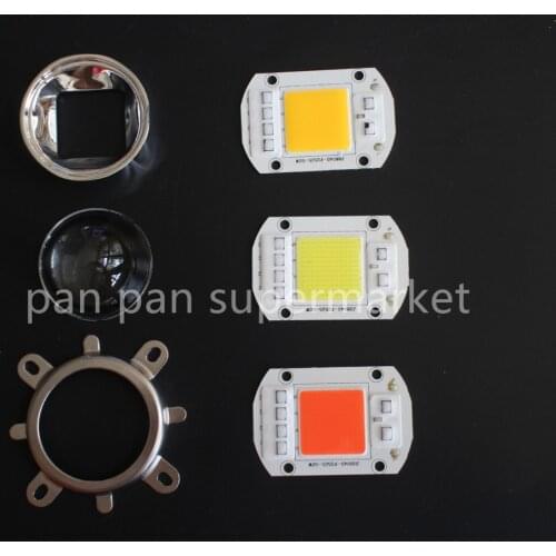 1set Hydroponice AC 220V 50w led grow chip full spectrum 380nm-840nm+44mm 60degree lens for indoor led grow light