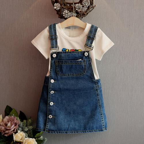 1pcs Baby Girl Clothes Toddler Infant Denim Jean Casual Dress Button Bib Overalls Outfits Children Girls Desses Clothing Sets