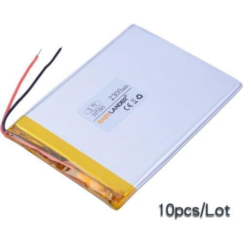 10pcs/Lot 3.7V 2300mAh Lipo Polymer Li-ion Lithium Battery For Walkie talkie DVD Garden lighting DIY Consumer electronics 307095