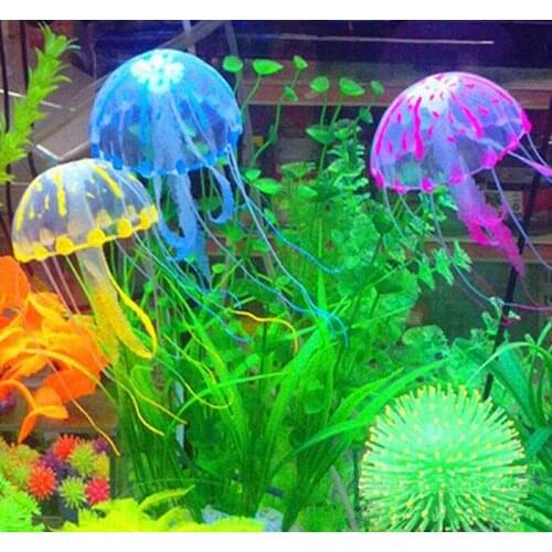 10 pieces/lot Glowing Effect Fish Action figure Tank Decoration Aquarium Artificial Jellyfish Ornament factory directly sell