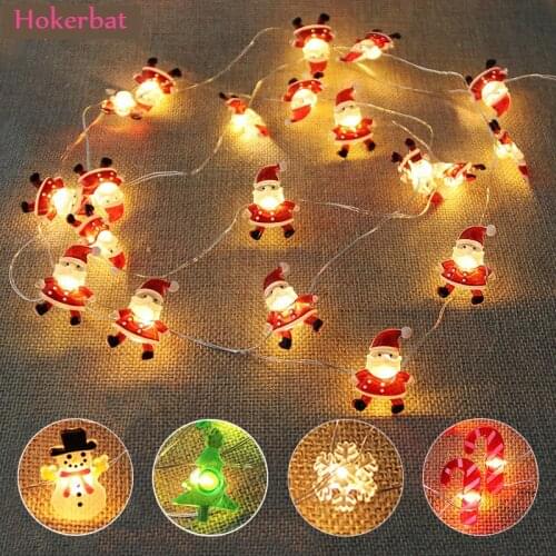 2M Santa Claus Christmas Tree LED String Lights Garland Snowflakes Christmas Decoration for Home Fairy Light New Year Xmas Decor