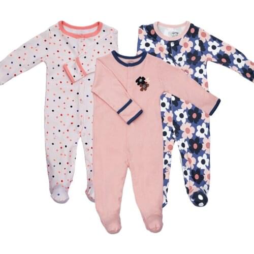 3 Pieces/Set) Baby Girls Cotton Clothes Jumpsuit Autumn Winter Baby Romper