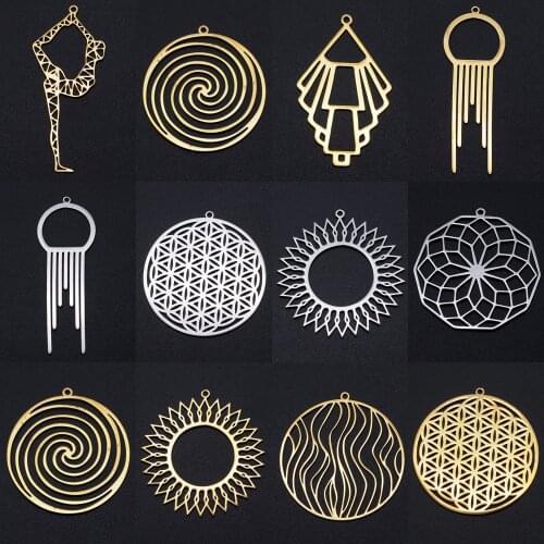 3pcs/lot Fashion Yoga dream catcher diy stainless steel charm pendant wholesale dancer sun jewelry bracelet connector charms