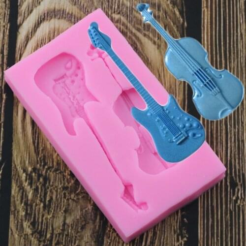 3D Fondant Cake Decoration violin Cake Decorating Tools Silicone Mould Guitar Electric Cake Decorating Fondant Mold