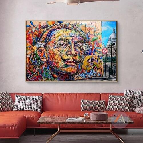 Abstract Salvador Dali Graffiti Art Canvas Paintings On the Wall Art Posters And Prints Street Art Canvas Pictures Home Decor