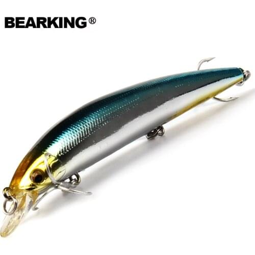 Bearking 1PCS Minnow Fishing Lure Laser Hard Artificial Bait 3D Eyes 12.9cm 14.8g Fishing Wobblers Crankbait Minnows