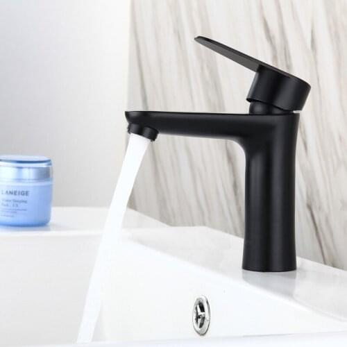 Free Shipping Black faucet Stainless Steel Paint Faucet Bathroom Basin Faucets Blacked Hot Cold Mixer Tap Single Hole NEW