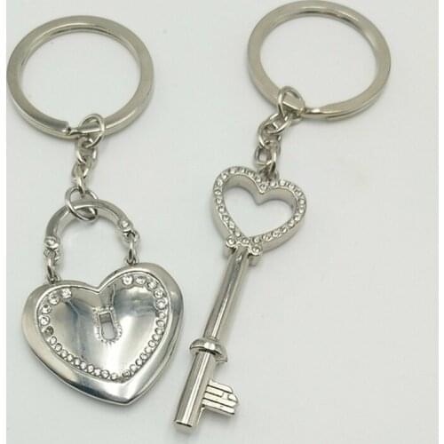 Creative heart lock key ring couple colour colour keychain crystal key chain Valentine gift