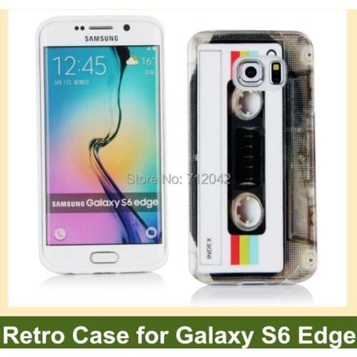 Retro Cassette Tape Radio Camera Flower Zebra Pattern Soft TPU Gel Cover Case for Samsung Galaxy S6 Edge G9250 SM-G925F