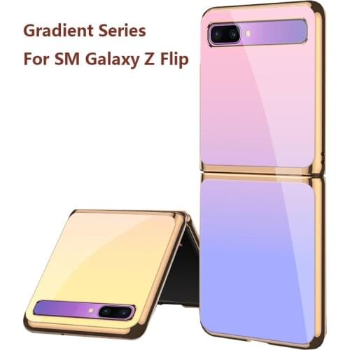 Phone Cover For Samsung Galaxy Z Flip 5G Case Plating Tempered Glass Gradient Color Luxury Fashion New Shockproof Protective