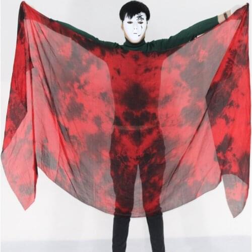Black/Red tie-dyed bellydancing real silk Veils Nice Silk Hand- Scarf for women belly dance silk Shawls for dancing
