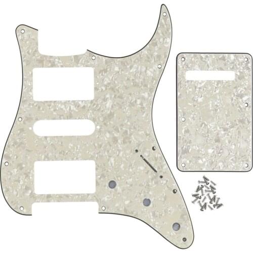 FLEOR 4Ply Aged Pearl HSH Strat Guitar Pickguard Scratch Plate 11 Holes & Back Plat & Screws for FD Strat