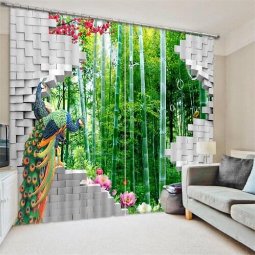 Customized Peacock Luxury 3D Blackout Window Curtain Drapes For Living room Bed room Hotel Wall Tapestry Cortinas