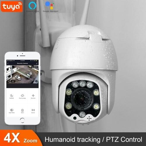 Anchencoky Wifi Camera 1080P Tuya APP IP Camera Support Google Home or Alexa 4X Zoom PTZ Control Auto Tracking IR Dome CCTV