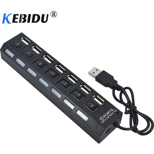 Kebidu 4/7 Port USB HUB Multi USB 2.0 Splitter 480 Mbps High Speed Converter Adapter with on/off Switch For MacBook PC Notebook