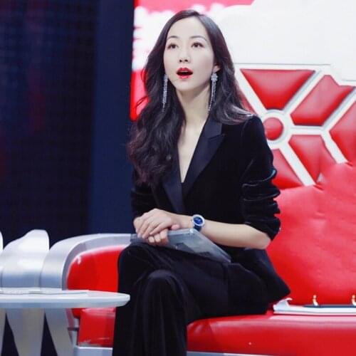 Womens suits set 2 pieces black office ladies OL professional gold velvet suit pants suit long sleeve new fashion two-piece suit