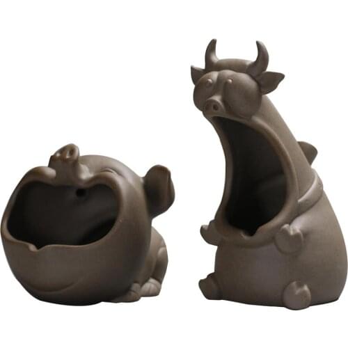 Creative surprised big mouth animal ceramic ashtray