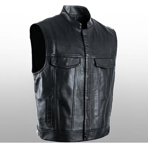 Mens vest leather jacket vest sleeveless casual PU streetwear punk hip hop black cool retro style motorcycle jacket