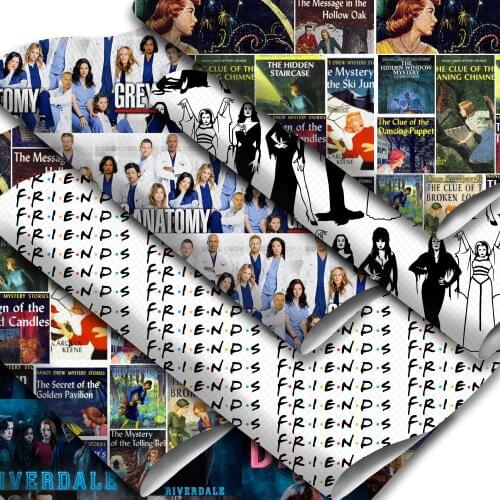 Film Theme Faux Leather Sheets Movie Characters Printed Synthetic Leather Fabric 20x33cm for Hair Bows Earrings Bags Making