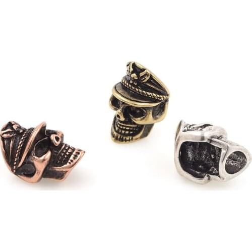 3D Copper Pirate Skull Spacer Beads for Bracelets Necklaces Pendants Jewerly Making 19.3x12.5x11.4MM
