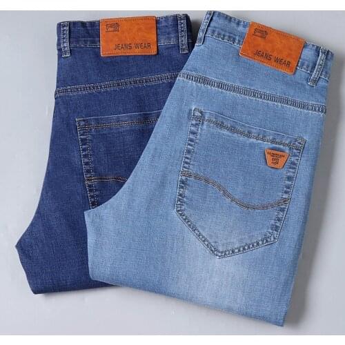 Jeans Men Straight Trousers Male High Quality Soft Slim Fit Business Denim Designer Casual Biker Pants Pantalon Hombre Homme